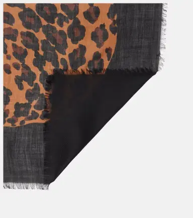 Saint Laurent Fringed leopard-print wool scarf | Thumbnail 3