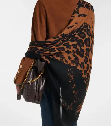 Saint Laurent Fringed leopard-print wool scarf | Thumbnail 5
