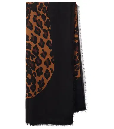 Saint Laurent Fringed leopard-print wool scarf | Thumbnail 1