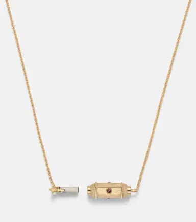 Marie Lichtenberg Coco Micro 18kt gold locket necklace with rubies | Thumbnail 3