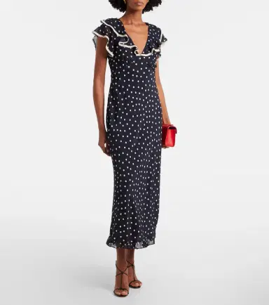 Rixo Bethea polka-dot crêpe de chine midi dress | Thumbnail 6