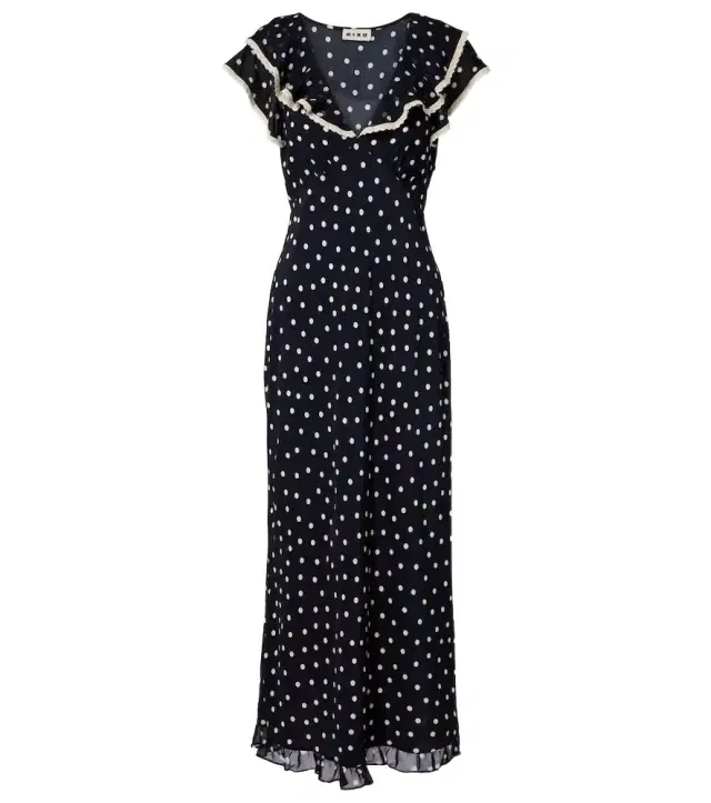 Bethea polka-dot crêpe de chine midi dress