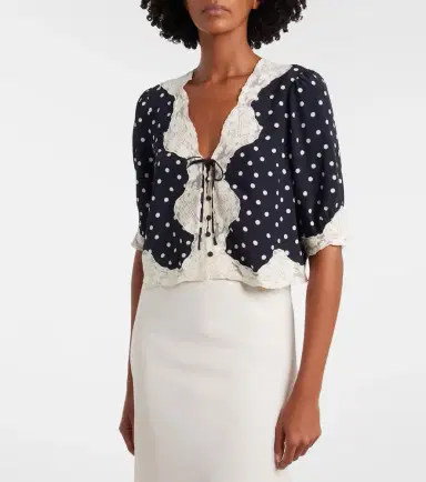 Rixo Ursula polka-dot crêpe de chine top | Thumbnail 3
