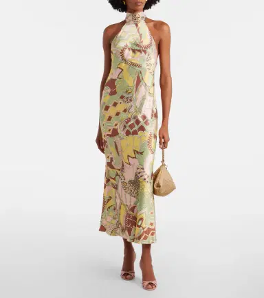 Rixo Maura printed halterneck satin midi dress | Thumbnail 2