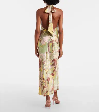 Rixo Maura printed halterneck satin midi dress | Thumbnail 6