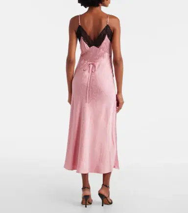 Rixo Alberta floral satin jacquard midi dress | Thumbnail 3