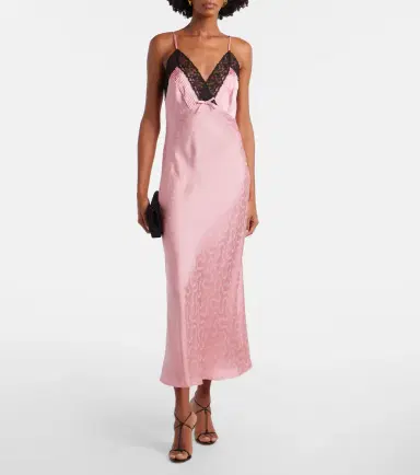Rixo Alberta floral satin jacquard midi dress | Thumbnail 4