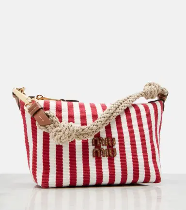 Miu Miu Striped leather-trimmed top-handle bag | Thumbnail 2