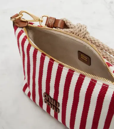 Miu Miu Striped leather-trimmed top-handle bag | Thumbnail 3