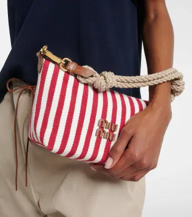 Miu Miu Striped leather-trimmed top-handle bag | Thumbnail 5