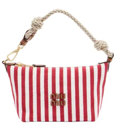 Miu Miu Striped leather-trimmed top-handle bag | Thumbnail 1