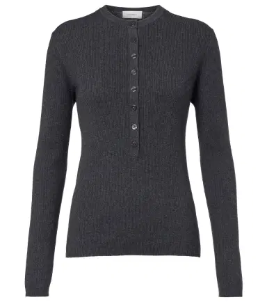 Lisa Yang Airi ribbed-knit cotton and cashmere Henley shirt | Thumbnail 1