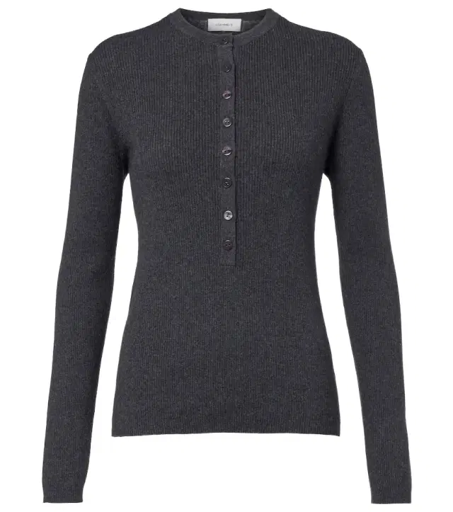 Lisa Yang Airi ribbed-knit cotton and cashmere Henley shirt