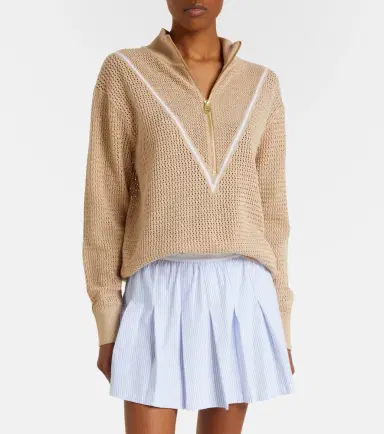 Varley Calva open-knit cotton half-zip sweater | Thumbnail 3