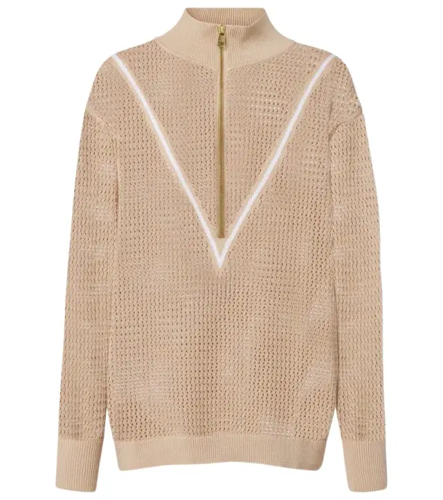 Varley Calva open-knit cotton half-zip sweater