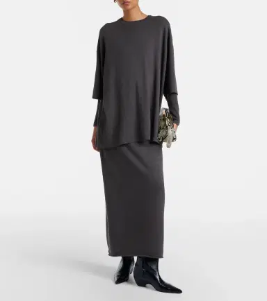 Lisa Yang Charlotta cotton and cashmere maxi skirt | Thumbnail 5