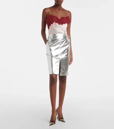 Saint Laurent Lace-trimmed silk satin camisole | Thumbnail 3