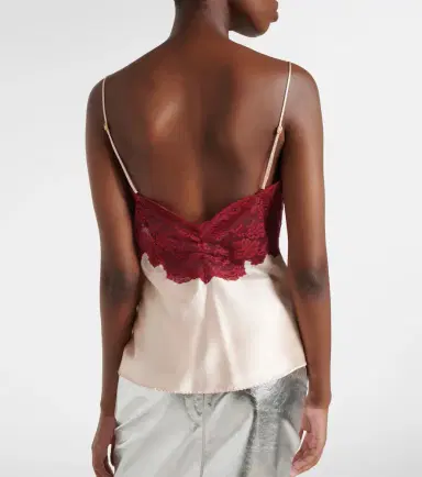 Saint Laurent Lace-trimmed silk satin camisole | Thumbnail 4