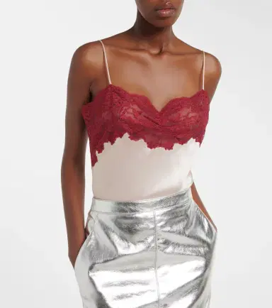 Saint Laurent Lace-trimmed silk satin camisole | Thumbnail 6