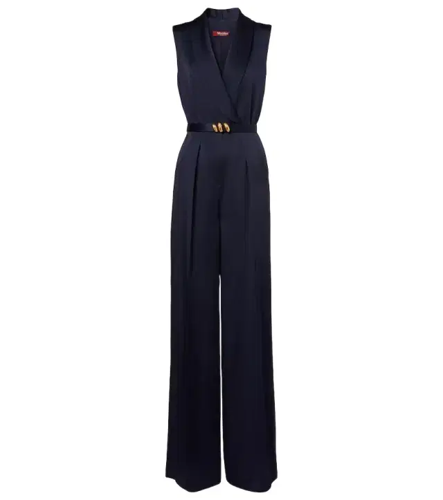 Max Mara Elegante belted satin jumpsuit