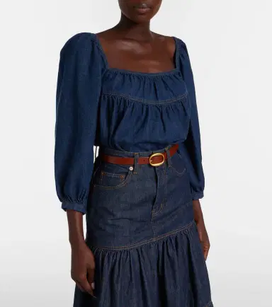 Saint Laurent Gathered denim blouse | Thumbnail 2