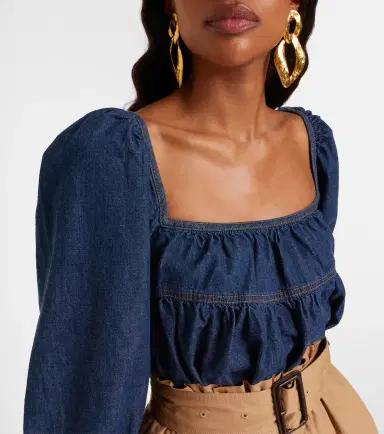 Saint Laurent Gathered denim blouse | Thumbnail 7