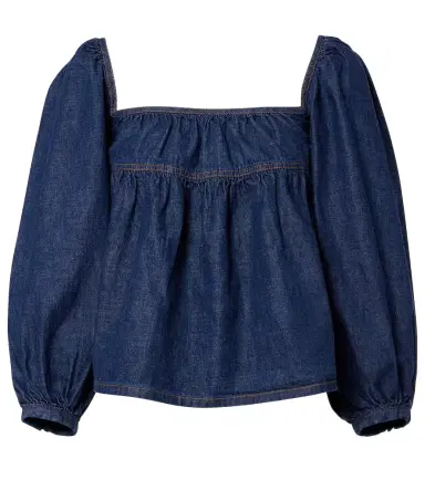 Saint Laurent Gathered denim blouse | Thumbnail 1