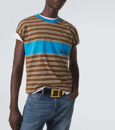 Versace Logo striped cotton T-shirt | Thumbnail 3 Versace Logo striped cotton T-shirt | Thumbnail 3