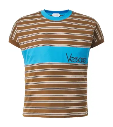 Versace Logo striped cotton T-shirt | Thumbnail 1 Versace Logo striped cotton T-shirt | Thumbnail 1