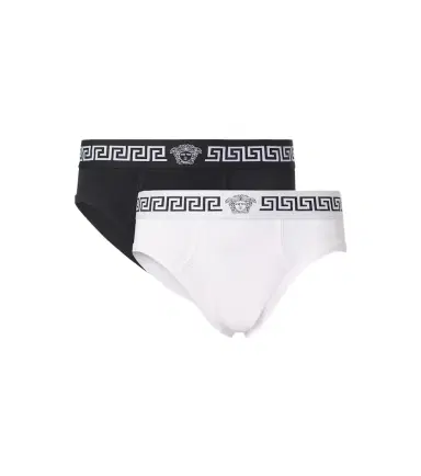 Versace Set of 2 Greca Border cotton-blend briefs | Thumbnail 1 Versace Set of 2 Greca Border cotton-blend briefs | Thumbnail 1