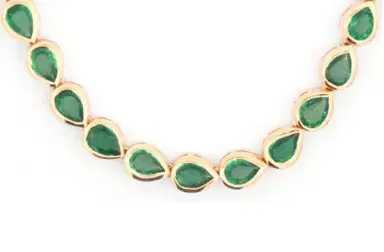 Wish Fine Jewelry 6.60ct Emerald 18K Gold Pear Choker Necklace | Thumbnail 1 Wish Fine Jewelry 6.60ct Emerald 18K Gold Pear Choker Necklace | Thumbnail 1