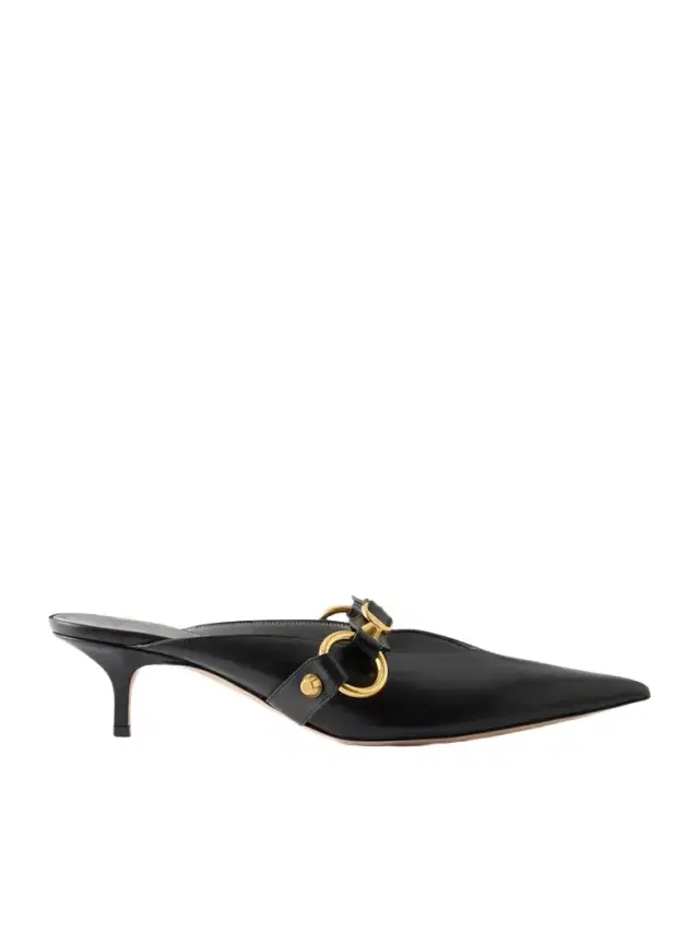 City Embellished Leather Mules