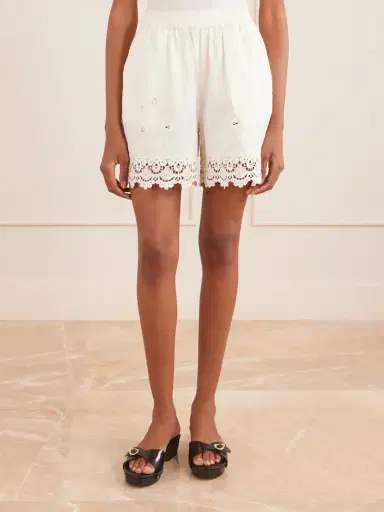 SKALL Tallulah Floral-embroidered Organic Cotton And Linen-blend Shorts | Thumbnail 3 SKALL Tallulah Floral-embroidered Organic Cotton And Linen-blend Shorts | Thumbnail 3