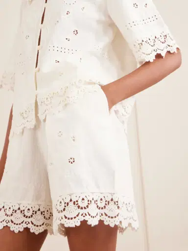SKALL Tallulah Floral-embroidered Organic Cotton And Linen-blend Shorts | Thumbnail 5 SKALL Tallulah Floral-embroidered Organic Cotton And Linen-blend Shorts | Thumbnail 5