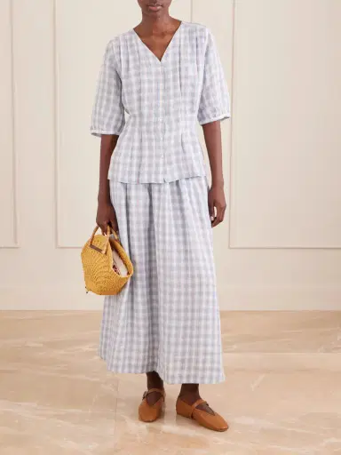 SKALL Elvira Pleated Checked Linen Shirt | Thumbnail 2 SKALL Elvira Pleated Checked Linen Shirt | Thumbnail 2