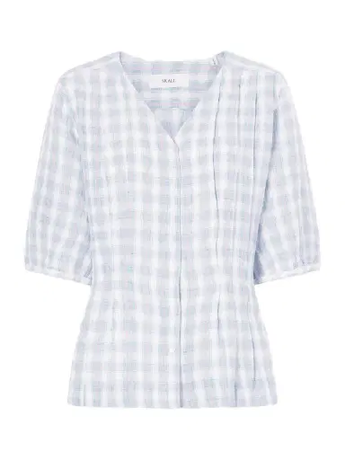 SKALL Elvira Pleated Checked Linen Shirt | Thumbnail 1 SKALL Elvira Pleated Checked Linen Shirt | Thumbnail 1