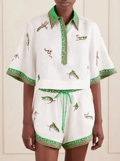 ALÉMAIS Wanda Printed Embroidered Linen Shirt | Thumbnail 3 ALÉMAIS Wanda Printed Embroidered Linen Shirt | Thumbnail 3