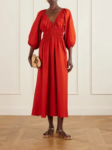 Matteau Shirred Organic Cotton-poplin Maxi Dress | Thumbnail 2 Matteau Shirred Organic Cotton-poplin Maxi Dress | Thumbnail 2