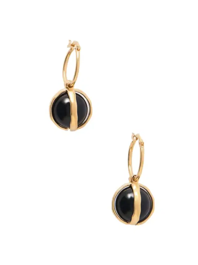 Gold-tone Onyx Earrings