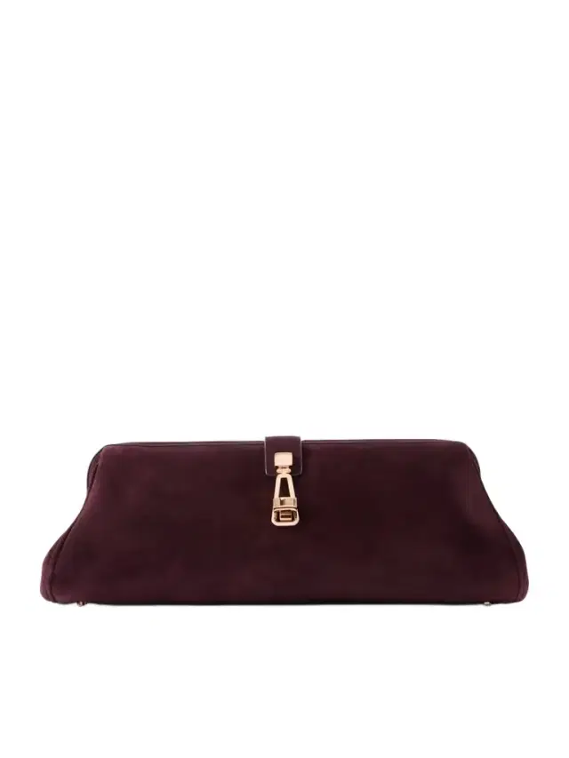 Gabriela Hearst Paola Embellished Suede Clutch
