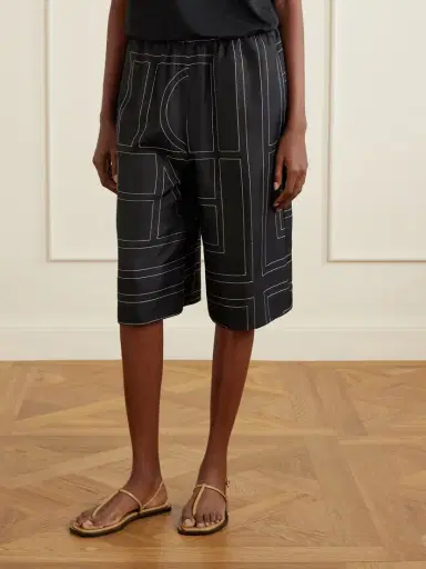 TOTEME Embroidered Silk Shorts | Thumbnail 3 TOTEME Embroidered Silk Shorts | Thumbnail 3