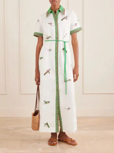 ALÉMAIS Wanda Belted Embroidered Linen Midi Shirt Dress | Thumbnail 2 ALÉMAIS Wanda Belted Embroidered Linen Midi Shirt Dress | Thumbnail 2