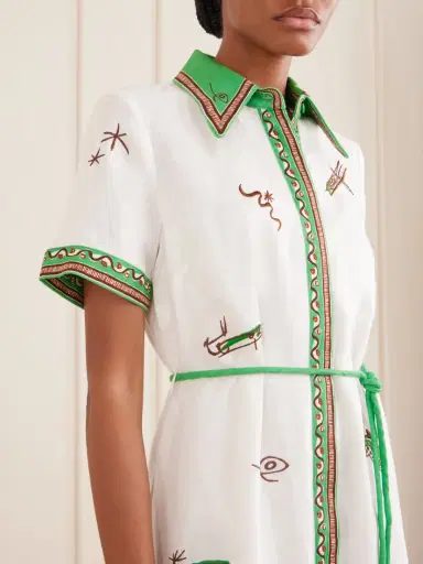 ALÉMAIS Wanda Belted Embroidered Linen Midi Shirt Dress | Thumbnail 4 ALÉMAIS Wanda Belted Embroidered Linen Midi Shirt Dress | Thumbnail 4