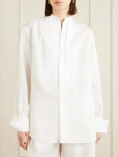 Ralph Lauren Collection Kirstin Cotton-trimmed Linen Shirt | Thumbnail 3 Ralph Lauren Collection Kirstin Cotton-trimmed Linen Shirt | Thumbnail 3
