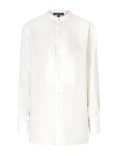 Ralph Lauren Collection Kirstin Cotton-trimmed Linen Shirt | Thumbnail 1 Ralph Lauren Collection Kirstin Cotton-trimmed Linen Shirt | Thumbnail 1