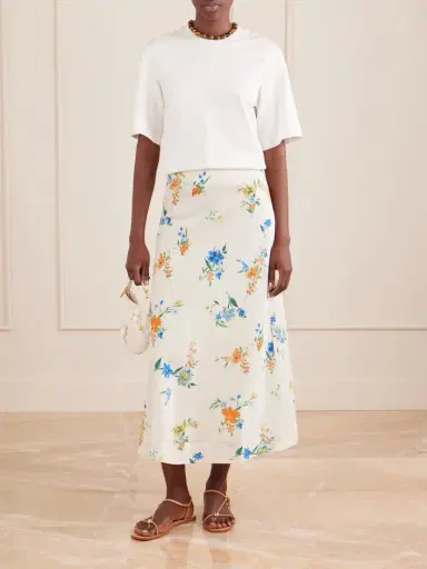 SKALL Mila Floral-print Organic Cotton Midi Skirt | Thumbnail 2 SKALL Mila Floral-print Organic Cotton Midi Skirt | Thumbnail 2