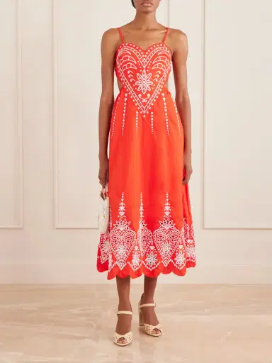 Farm Rio Heart Broderie Anglaise Cotton Midi Dress | Thumbnail 2 Farm Rio Heart Broderie Anglaise Cotton Midi Dress | Thumbnail 2