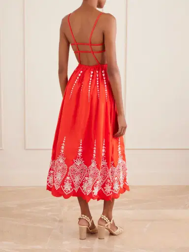 Farm Rio Heart Broderie Anglaise Cotton Midi Dress | Thumbnail 3 Farm Rio Heart Broderie Anglaise Cotton Midi Dress | Thumbnail 3