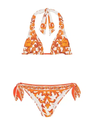 Dolce & Gabbana Maiolica Knotted Printed Halterneck Bikini | Thumbnail 1 Dolce & Gabbana Maiolica Knotted Printed Halterneck Bikini | Thumbnail 1