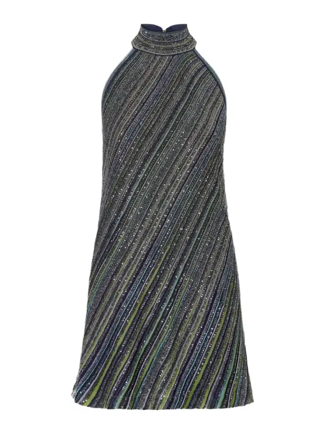 Missoni Striped Metallic Crochet-knit Mini Dress